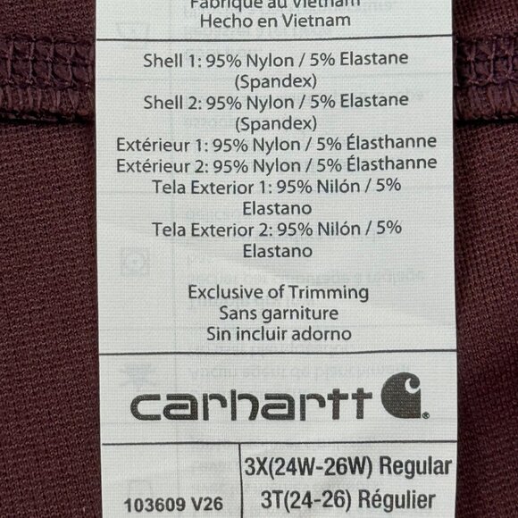 Carhartt Womens Force Fitted Lightweight Burgundy Utility Legging 3X 24W-26W NWT - Picture 8 of 12